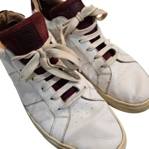 Greats Men's Leather The Royale Off White and Burgundy Sneakers Sz 45 US 12